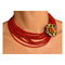 Collier Collier multi-rangs de corail avec élément en or jaune et diamants 58 Facettes G4045