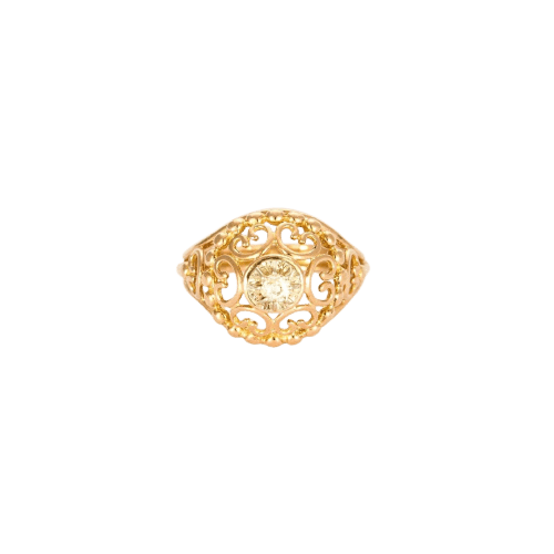Bague 54 Style Louis XIV - Bague en or jaune 18k sertie de diamants 58 Facettes Valuor Modèle-008