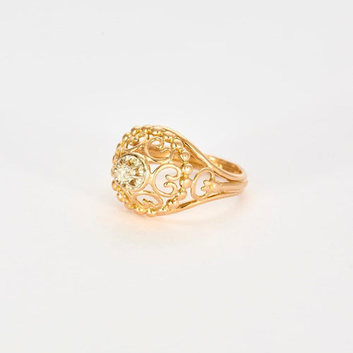 Bague 54 Style Louis XIV - Bague en or jaune 18k sertie de diamants 58 Facettes Valuor Modèle-008