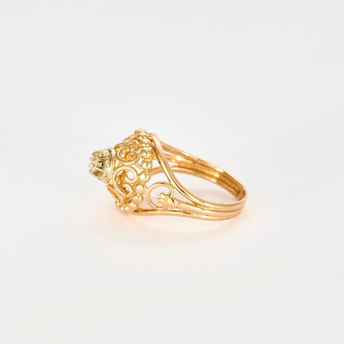 Bague 54 Style Louis XIV - Bague en or jaune 18k sertie de diamants 58 Facettes Valuor Modèle-008