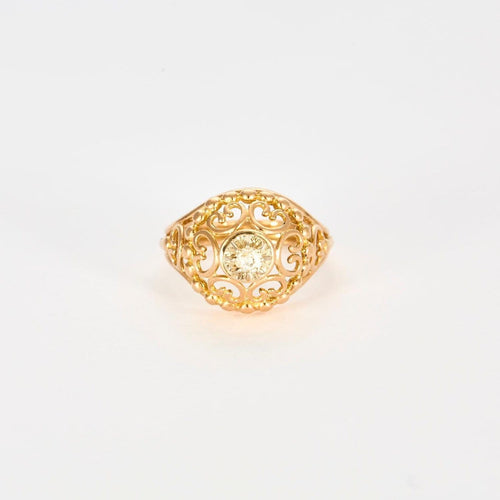 Bague 54 Style Louis XIV - Bague en or jaune 18k sertie de diamants 58 Facettes Valuor Modèle-008