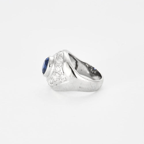 Bague 50 Bague en or blanc 18k avec saphir bleu 58 Facettes Valuor Modèle-010