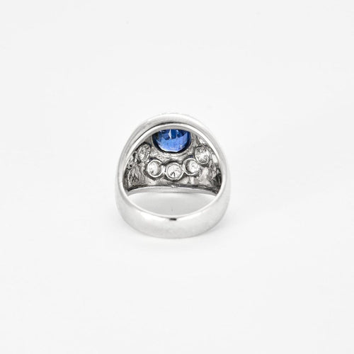 Bague 50 Bague en or blanc 18k avec saphir bleu 58 Facettes Valuor Modèle-010
