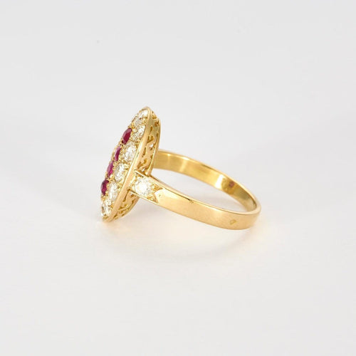 Bague 60 Bague en or jaune 18k avec diamants et rubis 58 Facettes Valuor Modèle-0011