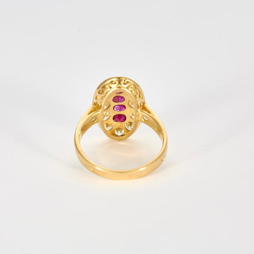 Bague 60 Bague en or jaune 18k avec diamants et rubis 58 Facettes Valuor Modèle-0011