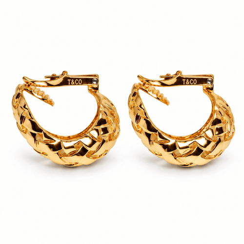 Boucles d'oreilles Tiffany & Co. - Boucles d’oreilles Vannerie en or jaune 18k 58 Facettes