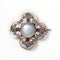 Broche Broche en or jaune 18K, pierre de lune, diamants et rubis 58 Facettes