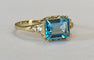 Bague 53 Bague en or jaune 14 carats, topaze bleue et diamants 58 Facettes ring