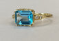 Bague 53 Bague en or jaune 14 carats, topaze bleue et diamants 58 Facettes ring