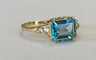 Bague 53 Bague en or jaune 14 carats, topaze bleue et diamants 58 Facettes ring