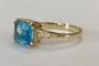 Bague 53 Bague en or jaune 14 carats, topaze bleue et diamants 58 Facettes ring