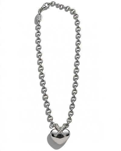Collier Chaumet - Collier pendentif Cœur Lien en or blanc 750 et diamants 58 Facettes F88