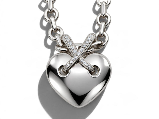 Collier Chaumet - Collier pendentif Cœur Lien en or blanc 750 et diamants 58 Facettes F88
