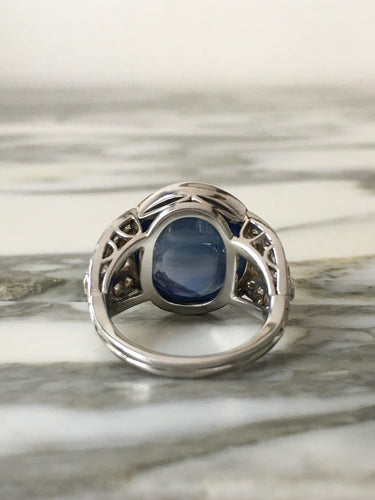 Bague 53.5 Bague Art déco en or blanc 18k, saphir de Ceylan et diamants 58 Facettes 306