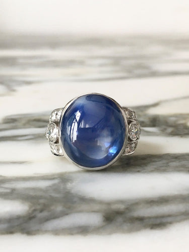 Bague 53.5 Bague Art déco en or blanc 18k, saphir de Ceylan et diamants 58 Facettes 306