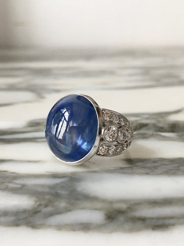 Bague 53.5 Bague Art déco en or blanc 18k, saphir de Ceylan et diamants 58 Facettes 306