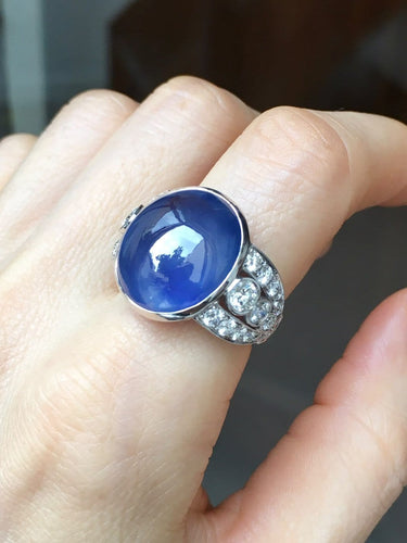 Bague 53.5 Bague Art déco en or blanc 18k, saphir de Ceylan et diamants 58 Facettes 306