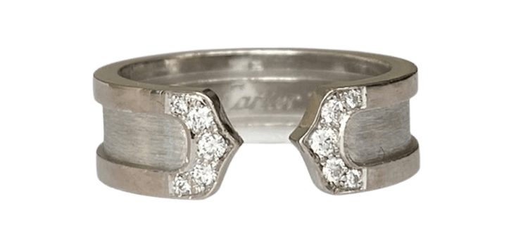 Bague 50 Cartier - Bague C vintage en or blanc 18k avec diamants 58 Facettes ring