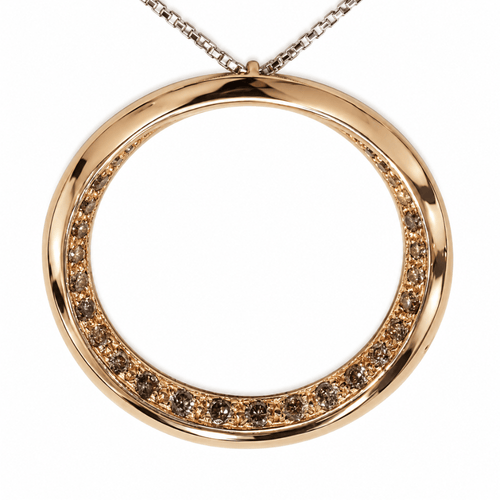 Collier Collier - Pendentif circulaire en or rose 18 carats, 22 diamants bruns, 0,45 ct 58 Facettes CL354