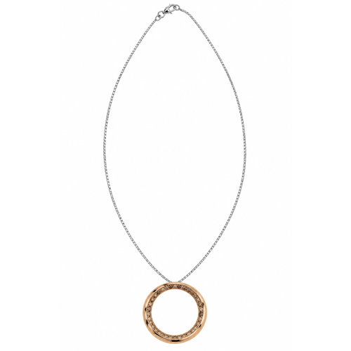 Collier Collier - Pendentif circulaire en or rose 18 carats, 22 diamants bruns, 0,45 ct 58 Facettes CL354