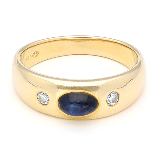 Bague 54.5 Bague gypsy en or jaune 14k, saphir et diamants 58 Facettes D7D51C2F34BC46CF8A52BC01F8E86468