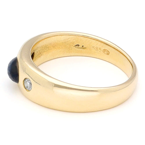 Bague 54.5 Bague gypsy en or jaune 14k, saphir et diamants 58 Facettes D7D51C2F34BC46CF8A52BC01F8E86468