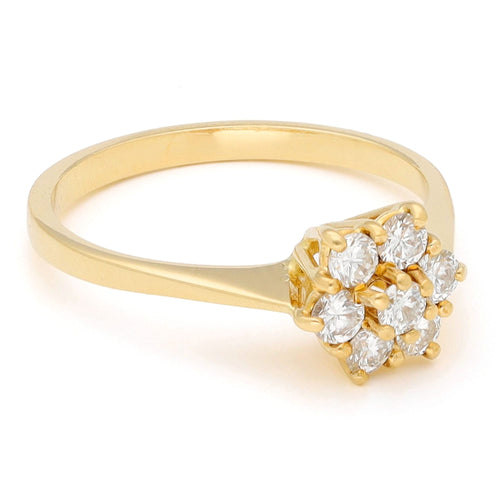 Bague 53 Bague en or jaune 18k à motif floral de diamants taille brillant 58 Facettes 458FF4A762D24B77B0A6118F3C60F3AD