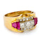 Bague 59.5 Bague Tank rétro en or 14k, diamants et rubis de Verneuil 58 Facettes A48F9724555C4855847321C66BC30F62