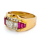 Bague 59.5 Bague Tank rétro en or 14k, diamants et rubis de Verneuil 58 Facettes A48F9724555C4855847321C66BC30F62