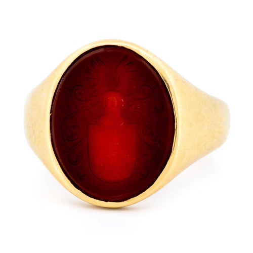 Bague 67 Bague chevalière armoriée en cornaline, or jaune 14k 58 Facettes 7CB05453CE004E14831A5F5C6789D44E