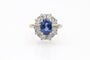 Bague 55 Bague en or jaune 18 carats avec saphir de Ceylan et diamants taille ancienne 58 Facettes 13672