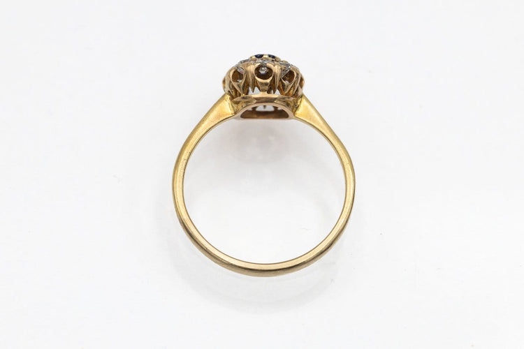 Bague 53 Bague en or jaune avec saphir et diamants taille ancienne 58 Facettes 13655