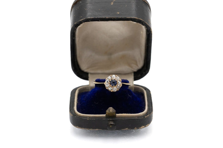 Bague 53 Bague en or jaune avec saphir et diamants taille ancienne 58 Facettes 13655