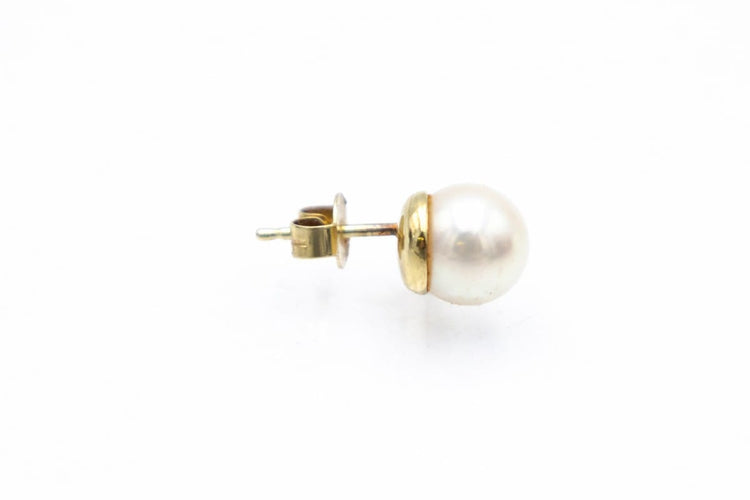 Boucles d'oreilles Boucles d'oreilles en or jaune 14 carats avec perles et diamants 58 Facettes 13579