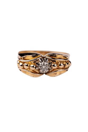 Bague 55 Bague des années 50 en or rose 18 carats et diamant de 0,25 ct 58 Facettes A-030