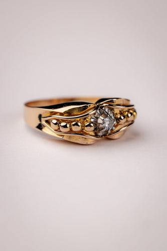 Bague 55 Bague des années 50 en or rose 18 carats et diamant de 0,25 ct 58 Facettes A-030