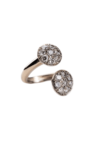 Bague 48 Bague toi et moi en or gris 18 carats, pavée de diamants 58 Facettes A-036