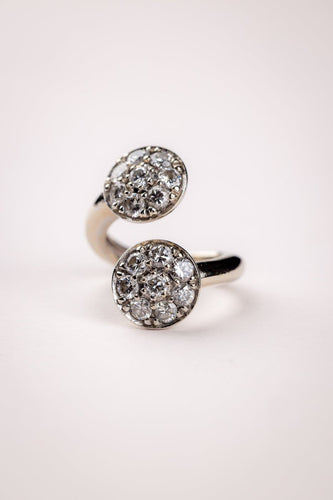Bague 48 Bague toi et moi en or gris 18 carats, pavée de diamants 58 Facettes A-036