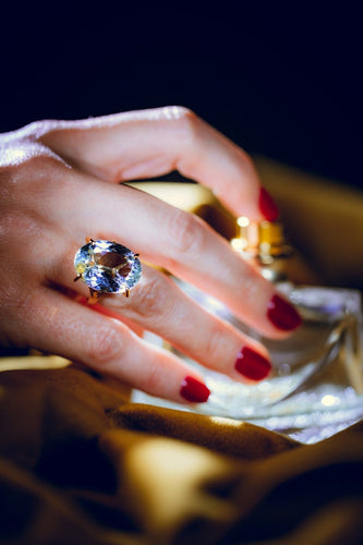 Bague 51 Bague cocktail des années 50 en or jaune 18 carats et aigue-marine 58 Facettes A-001