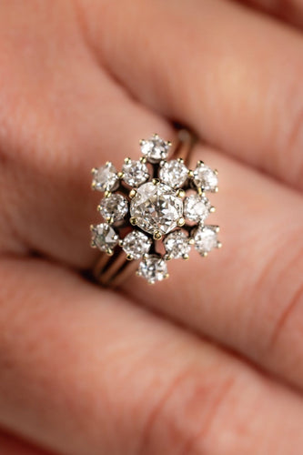 Bague 55.5 Bague flocon en or gris 18 carats et diamants taille ancienne 58 Facettes A-033