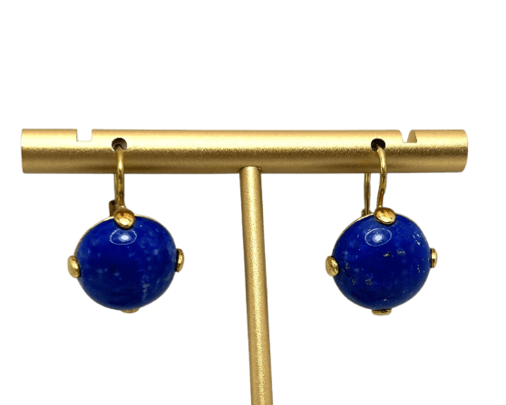 Boucles d'oreilles Boucles d’oreilles pendantes artisanales italiennes en or jaune 18k et lapis-lazuli 58 Facettes orecchini lapislazzuli