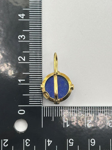 Boucles d'oreilles Boucles d’oreilles pendantes artisanales italiennes en or jaune 18k et lapis-lazuli 58 Facettes orecchini lapislazzuli