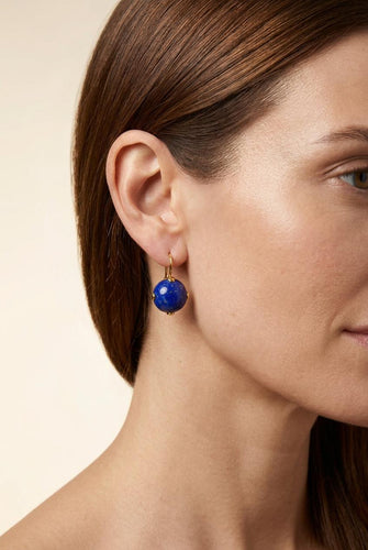 Boucles d'oreilles Boucles d’oreilles pendantes artisanales italiennes en or jaune 18k et lapis-lazuli 58 Facettes orecchini lapislazzuli