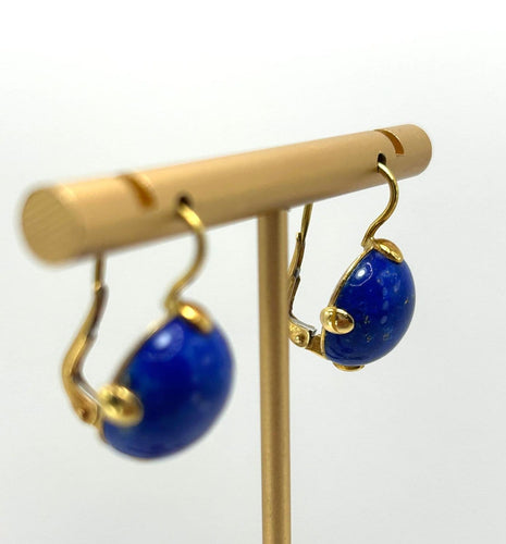 Boucles d'oreilles Boucles d’oreilles pendantes artisanales italiennes en or jaune 18k et lapis-lazuli 58 Facettes orecchini lapislazzuli