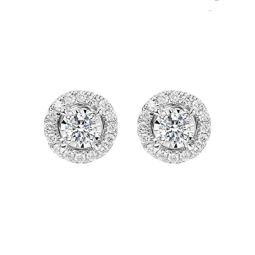 Boucles d'oreilles Embrace - Boucles d’oreilles puces halo en or blanc 18k, diamants 0,30 ct 58 Facettes GER1352WG_20261013