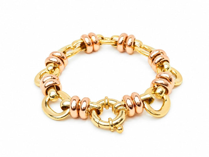 Bracelet Dolce Vita - Bracelet vintage en or jaune et rose 18 carats, maillons ovales 58 Facettes 33867