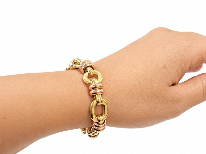 Bracelet Dolce Vita - Bracelet vintage en or jaune et rose 18 carats, maillons ovales 58 Facettes 33867