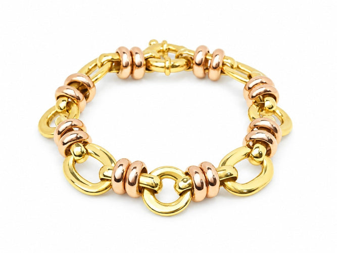 Bracelet Dolce Vita - Bracelet vintage en or jaune et rose 18 carats, maillons ovales 58 Facettes 33867