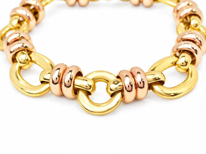 Bracelet Dolce Vita - Bracelet vintage en or jaune et rose 18 carats, maillons ovales 58 Facettes 33867