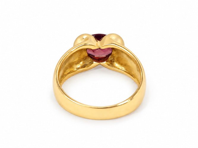 Bague 53 Bague jonc vintage en or jaune 18 carats avec grenat rhodolite 58 Facettes 33868